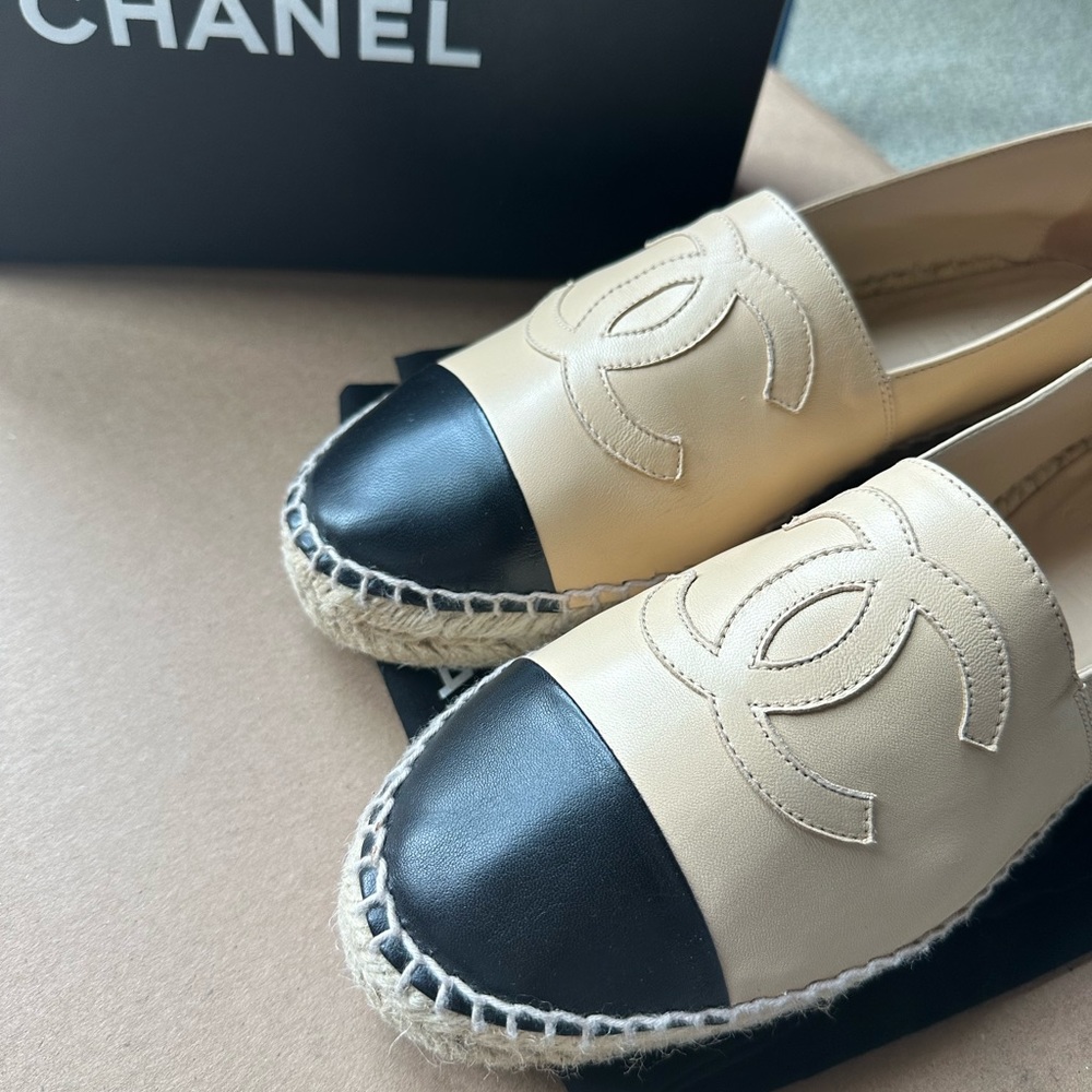 Beige & Black Chanel Espadrilles